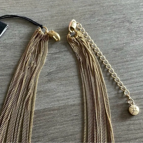 NWT Nicole Miller Gold Multi-Strand Statement Necklace Turquoise Pendant Boho - Picture 5 of 7